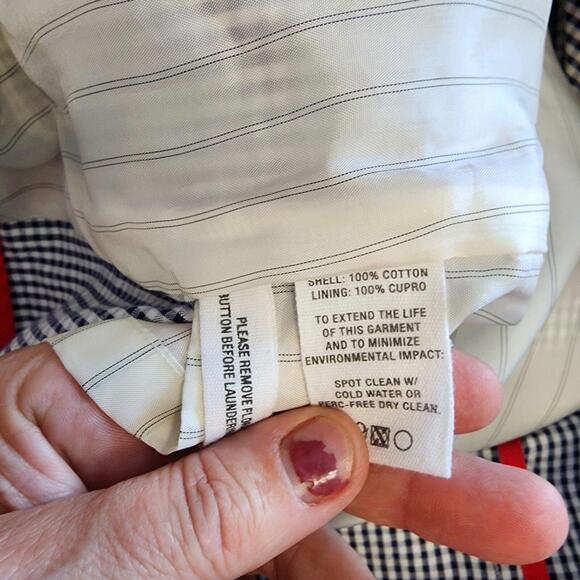 LKNW ALEX MILL Billie gingham Navy white Paper Cotton blazer jacket S - Picture 9 of 9